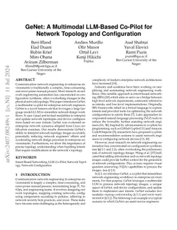 GeNet: A Multimodal LLM-Based Co-Pilot for Network Topology and Configuration