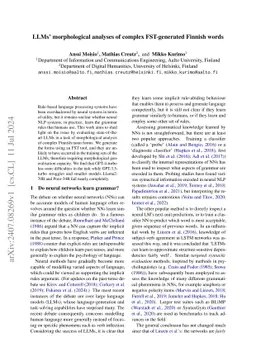 LLMs' morphological analyses of complex FST-generated Finnish words