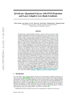 Q-GaLore: Quantized GaLore with INT4 Projection and Layer-Adaptive
  Low-Rank Gradients