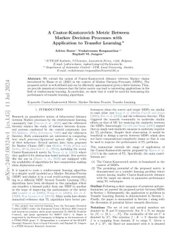 A Cantor-Kantorovich Metric Between Markov Decision Processes with
  Application to Transfer Learning