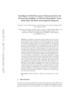 Intelligent Multi-Document Summarisation for Extracting Insights on
  Racial Inequalities from Maternity Incident Investigation Reports