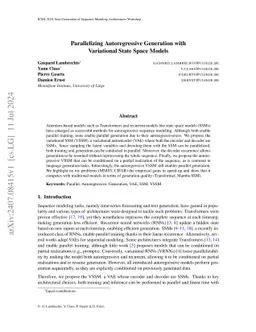 Parallelizing Autoregressive Generation with Variational State Space
  Models