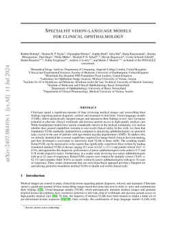 Specialized curricula for training vision-language models in retinal image analysis