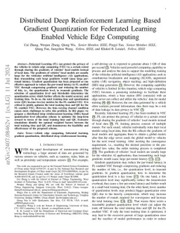 Distributed Deep Reinforcement Learning Based Gradient Quantization for Federated Learning Enabled Vehicle Edge Computing