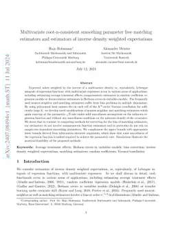 Multivariate root-n-consistent smoothing parameter free matching estimators and estimators of inverse density weighted expectations