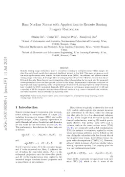 Haar Nuclear Norms with Applications to Remote Sensing Imagery
  Restoration
