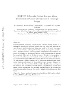 DIOR-ViT: Differential Ordinal Learning Vision Transformer for Cancer
  Classification in Pathology Images