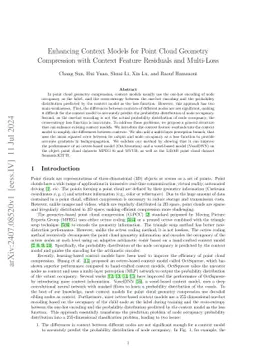 Enhancing context models for point cloud geometry compression with
  context feature residuals and multi-loss