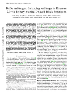 BriDe Arbitrager: Enhancing Arbitrage in Ethereum 2.0 via
  Bribery-enabled Delayed Block Production