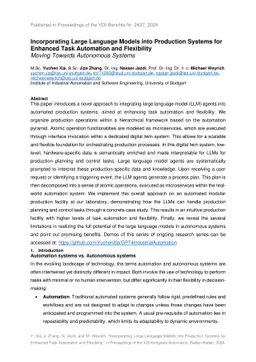 Incorporating Large Language Models into Production Systems for Enhanced
  Task Automation and Flexibility