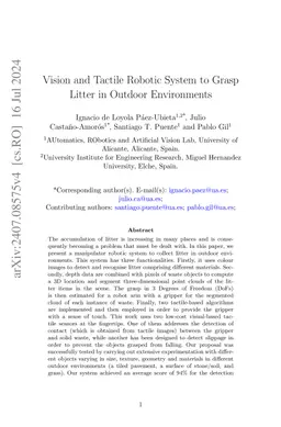 Vision and Tactile Robotic System to Grasp Litter in Outdoor
  Environments