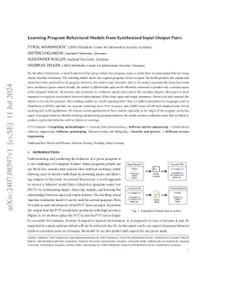 Learning Program Behavioral Models from Synthesized Input-Output Pairs