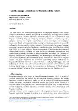 Tamil Language Computing: the Present and the Future