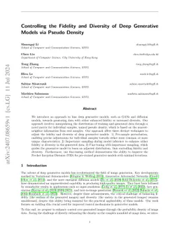 Controlling the Fidelity and Diversity of Deep Generative Models via
  Pseudo Density
