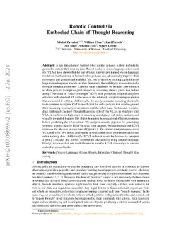 Robotic Control via Embodied Chain-of-Thought Reasoning