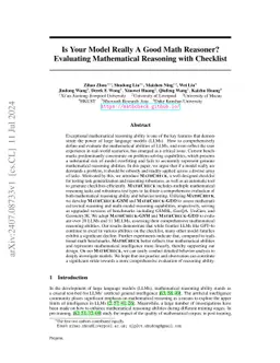 Is Your Model Really A Good Math Reasoner? Evaluating Mathematical
  Reasoning with Checklist