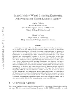 Large Models of What? Mistaking Engineering Achievements for Human
  Linguistic Agency