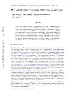 PID Accelerated Temporal Difference Algorithms