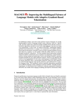 MAGNET: Improving the Multilingual Fairness of Language Models with
  Adaptive Gradient-Based Tokenization