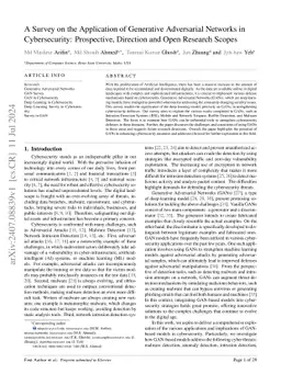 A Survey on the Application of Generative Adversarial Networks in
  Cybersecurity: Prospective, Direction and Open Research Scopes