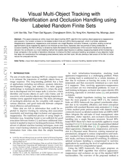 Visual Multi-Object Tracking with Re-Identification and Occlusion
  Handling using Labeled Random Finite Sets