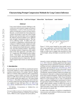 Characterizing Prompt Compression Methods for Long Context Inference