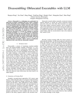 Disassembling Obfuscated Executables with LLM