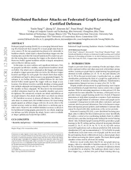 Distributed Backdoor Attacks on Federated Graph Learning and Certified
  Defenses