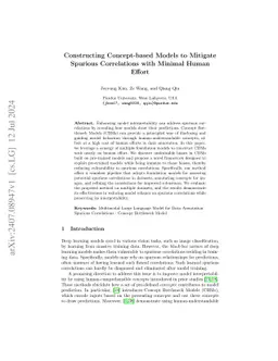 Constructing Concept-based Models to Mitigate Spurious Correlations with
  Minimal Human Effort