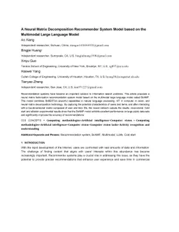 A Neural Matrix Decomposition Recommender System Model based on the
  Multimodal Large Language Model