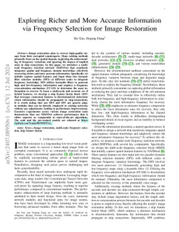 Exploring Richer and More Accurate Information via Frequency Selection
  for Image Restoration