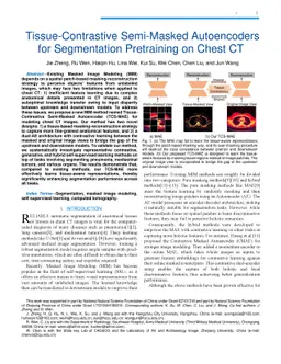 Tissue-Contrastive Semi-Masked Autoencoders for Segmentation Pretraining
  on Chest CT