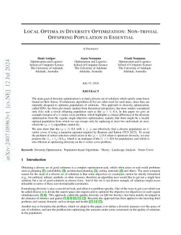 Local Optima in Diversity Optimization: Non-trivial Offspring Population
  is Essential