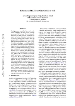 Robustness of Large Language Models to Perturbations in Text