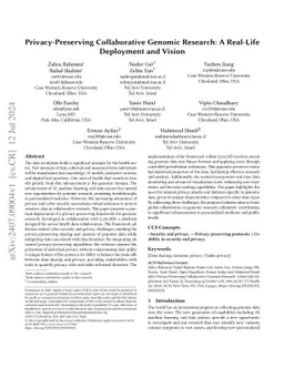 Privacy-Preserving Collaborative Genomic Research: A Real-Life
  Deployment and Vision