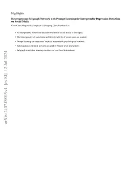 Heterogeneous Subgraph Network with Prompt Learning for Interpretable
  Depression Detection on Social Media