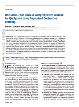 One Stone, Four Birds: A Comprehensive Solution for QA System Using
  Supervised Contrastive Learning