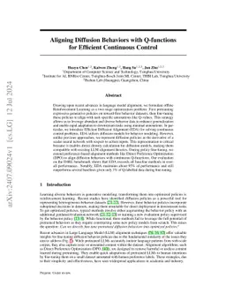 Aligning Diffusion Behaviors with Q-functions for Efficient Continuous
  Control