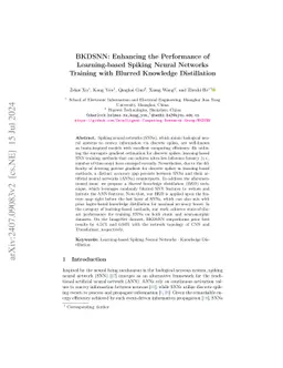 BKDSNN: Enhancing the Performance of Learning-based Spiking Neural
  Networks Training with Blurred Knowledge Distillation