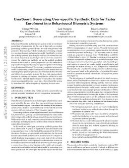 UserBoost: Generating User-specific Synthetic Data for Faster Enrolment
  into Behavioural Biometric Systems