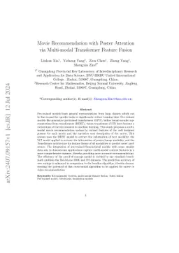 Movie Recommendation with Poster Attention via Multi-modal Transformer
  Feature Fusion