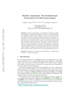 Machine Apophenia: The Kaleidoscopic Generation of Architectural Images