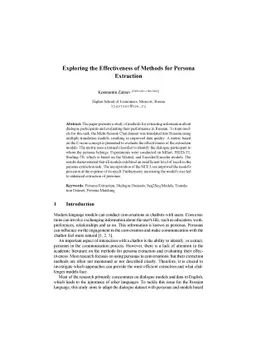 Exploring the Effectiveness of Methods for Persona Extraction