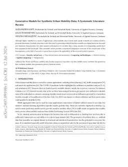 Generative Models for Synthetic Urban Mobility Data: A Systematic
  Literature Review