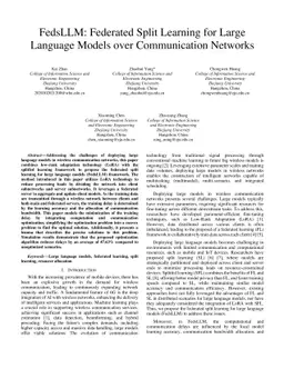 FedsLLM: Federated Split Learning for Large Language Models over
  Communication Networks