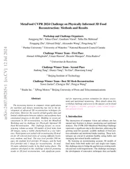 MetaFood CVPR 2024 Challenge on Physically Informed 3D Food
  Reconstruction: Methods and Results