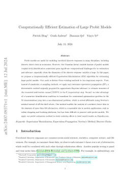 Computationally Efficient Estimation of Large Probit Models