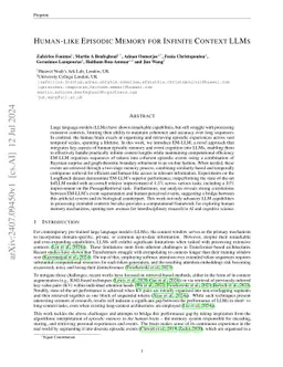 Human-inspired Episodic Memory for Infinite Context LLMs