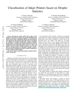 Classification of Inkjet Printers based on Droplet Statistics
