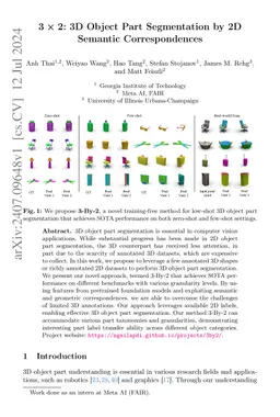 3x2: 3D Object Part Segmentation by 2D Semantic Correspondences